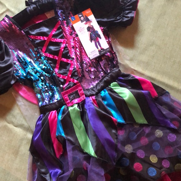Halloween Sequin Witch Costume Girls Large - Picture 2 of 8